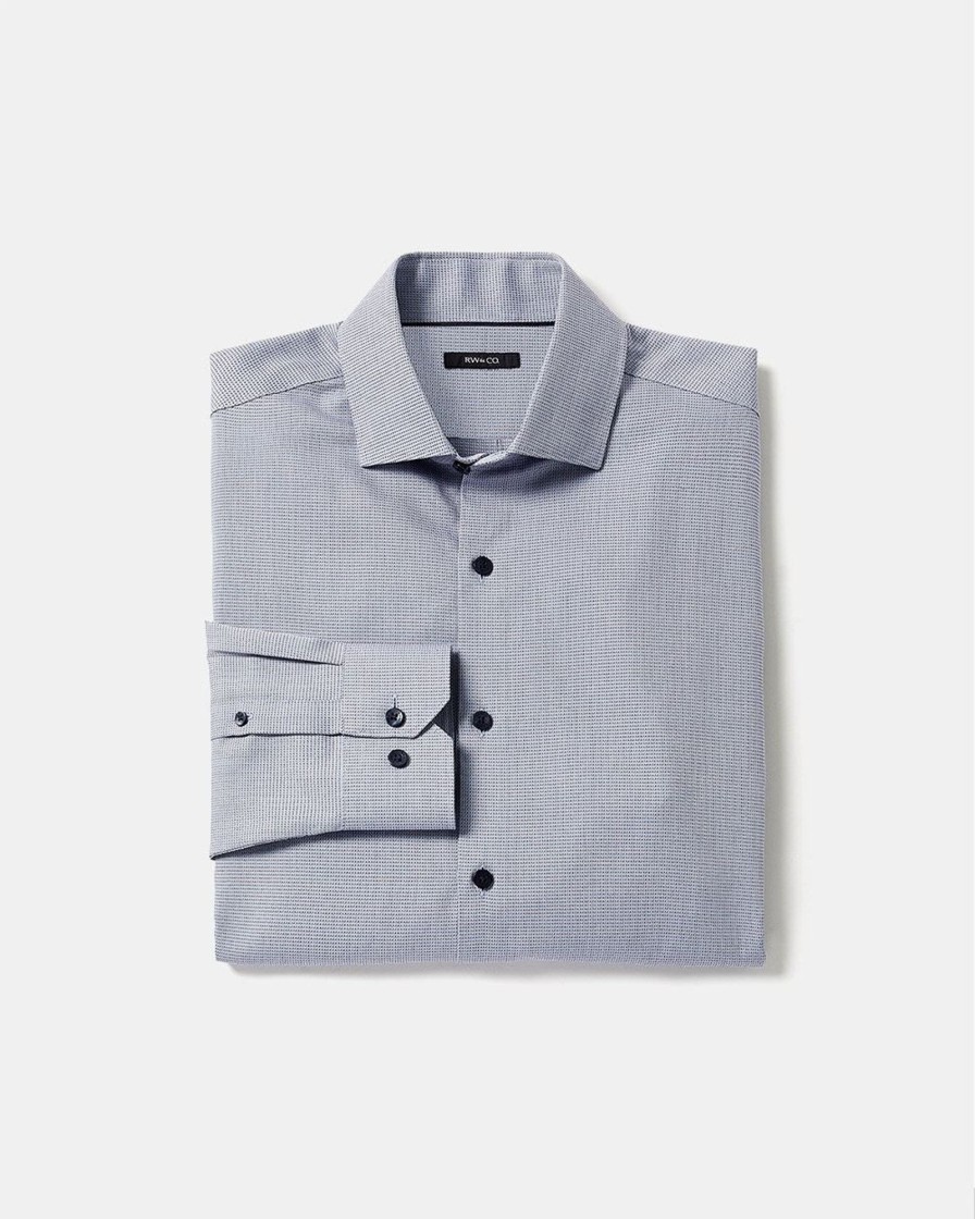 Men r.w. & co. Shirts | Regular-Fit Two-Tone Dobby Dress Shirt Medium Blue