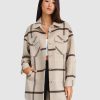 Women belle & bloom Coats & Jackets | Belle & Bloom River'S Edge Plaid Shacket Dark Beige