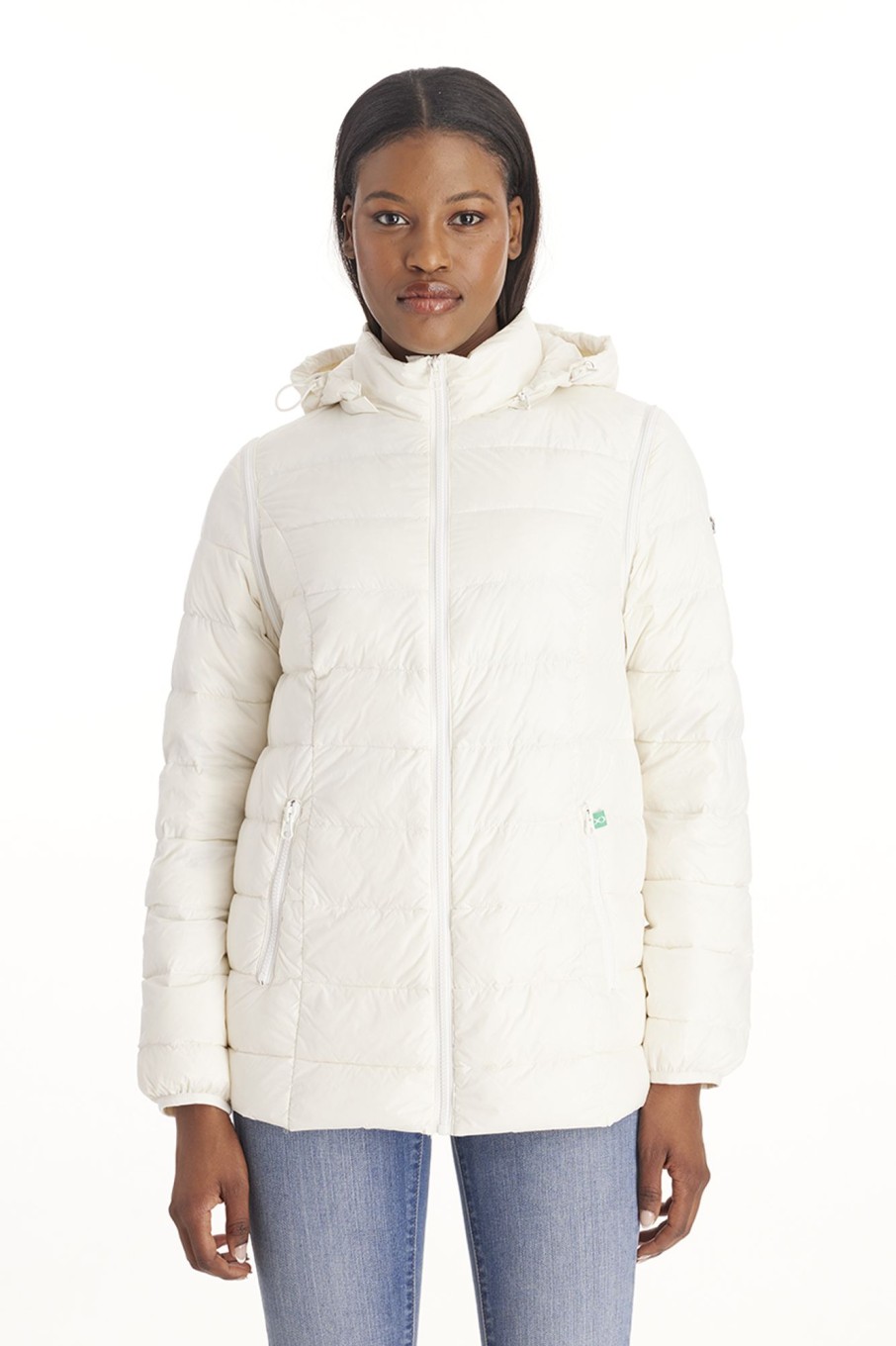 Women modern eternity Coats & Jackets | Down Lightweight Jacket With Removable Sleeves - Modern Eternity White