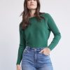 Women r.w. & co. Sweaters & Cardigans | Long-Batwing-Sleeve Classic Sweater With Boat Neckline Smoke Pine-