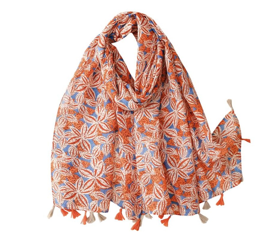 Women don't ask Hats, Gloves, & Scarves | Orange Flower Scarf - Don'T Ask Dark Orange