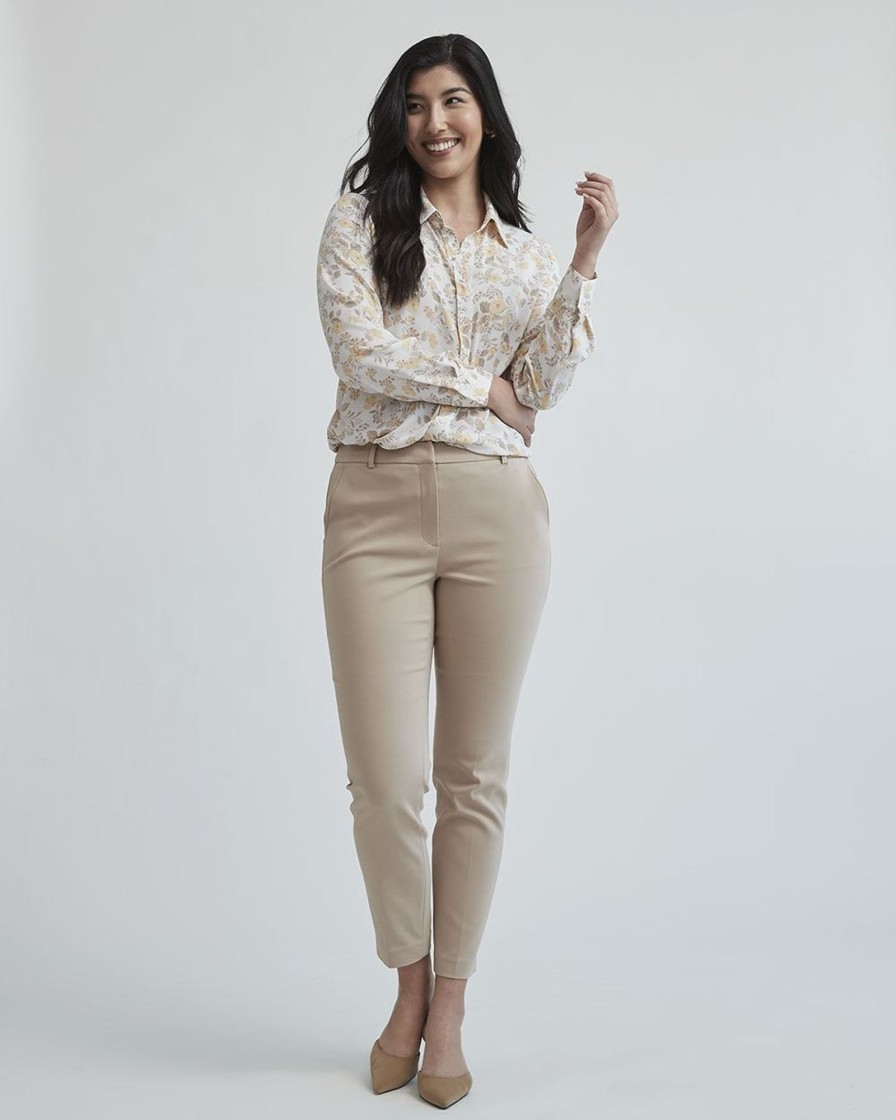 Women r.w. & co. Blouses & Shirts | Twist Twill Buttondown Long Sleeve Blouse Snow White Multi