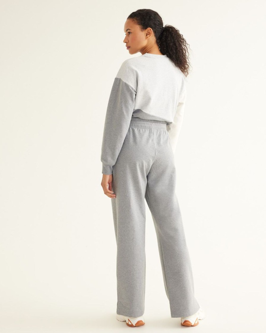 Women hyba Hyba Activewear | Wide-Leg French Terry Pant - Hyba Heather Stone