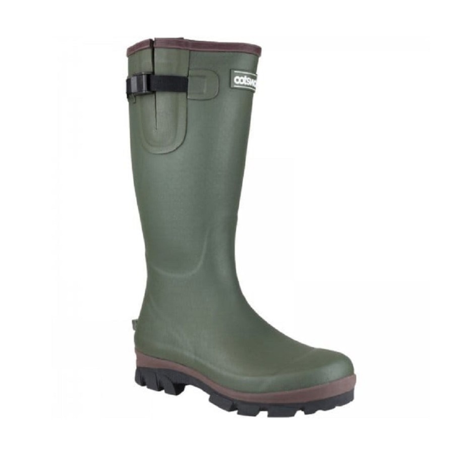 Men cotswold Shoes | Cotswold - Grange Neoprene Mens Wellington Boots Medium Green