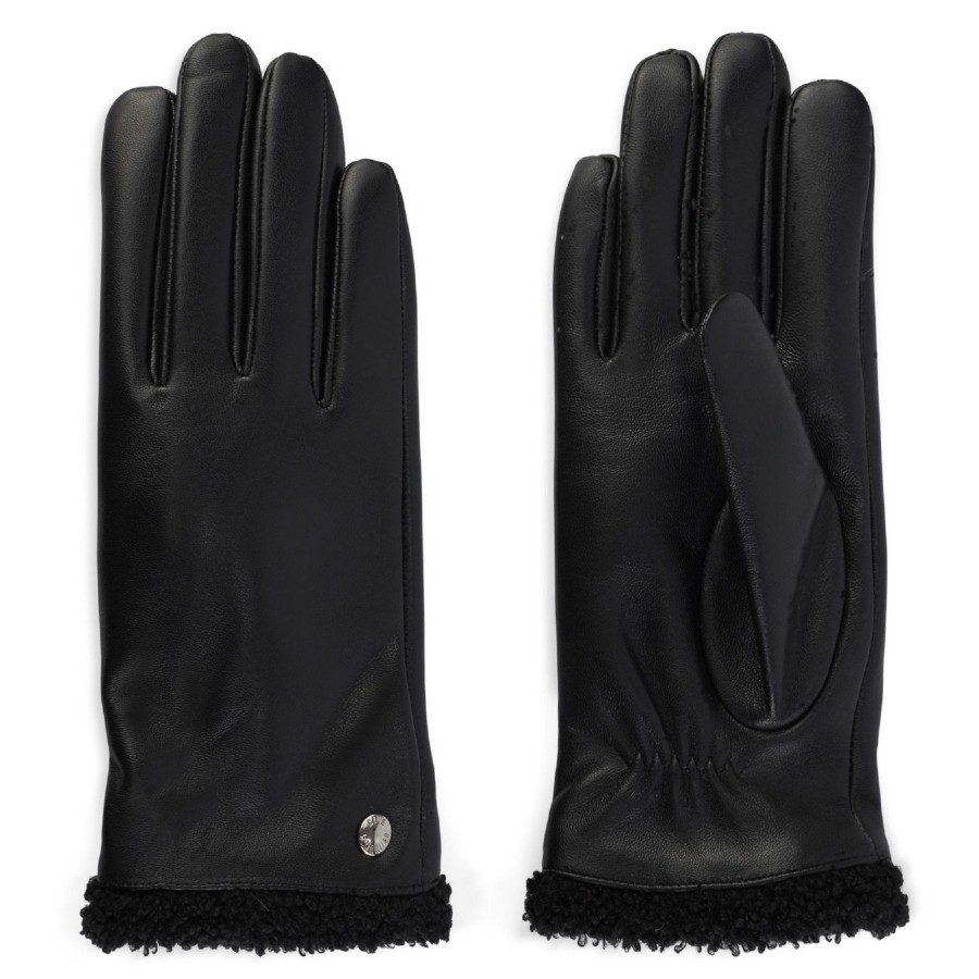 Women club rochelier Hats, Gloves, & Scarves | Cr Ladies - Glove With Sherpa Trim Cuff Black