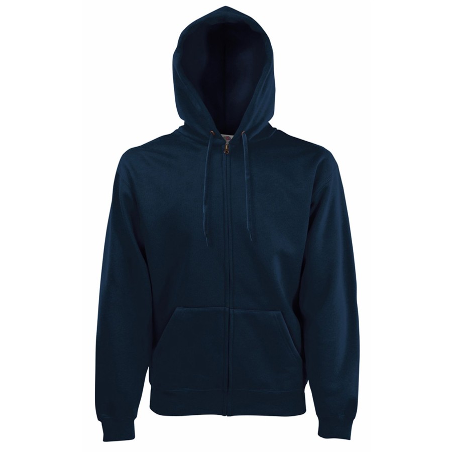 Men fruit of the loom Sweatshirts & Hoodies | Fruit Of The Loom - Mens Zip Through Hooded Sweatshirt / Hoodie Dark Blue