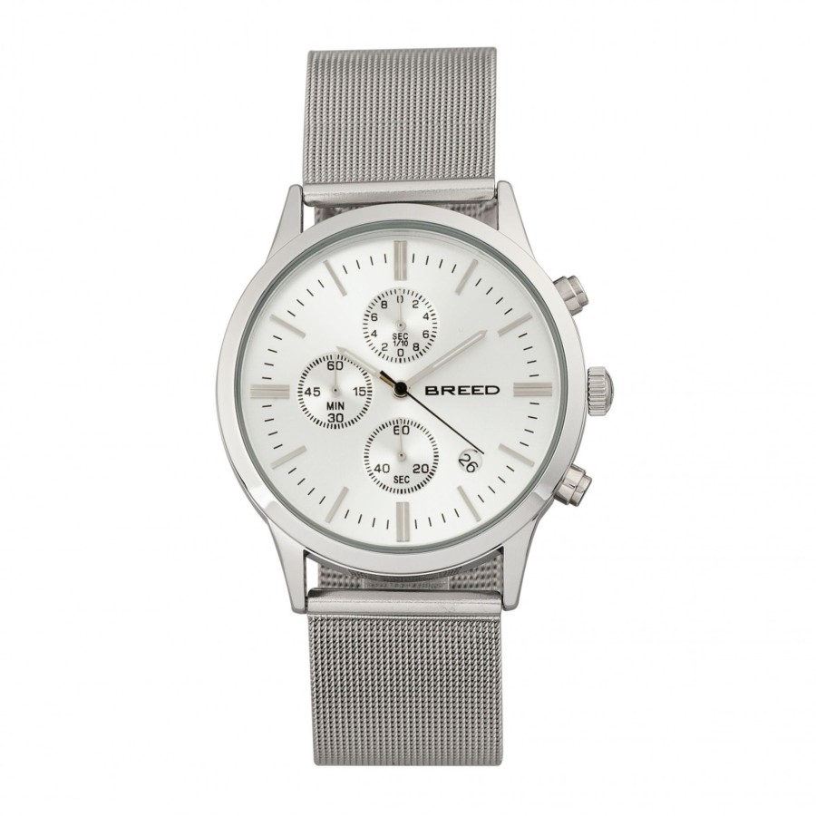 Men breed Watches | Breed - Espinosa Chronograph Mesh-Bracelet Watch W/ Date /Gunmetal Silver