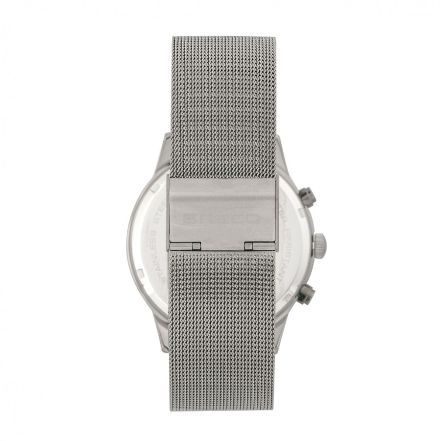 Men breed Watches | Breed - Espinosa Chronograph Mesh-Bracelet Watch W/ Date /Gunmetal Silver