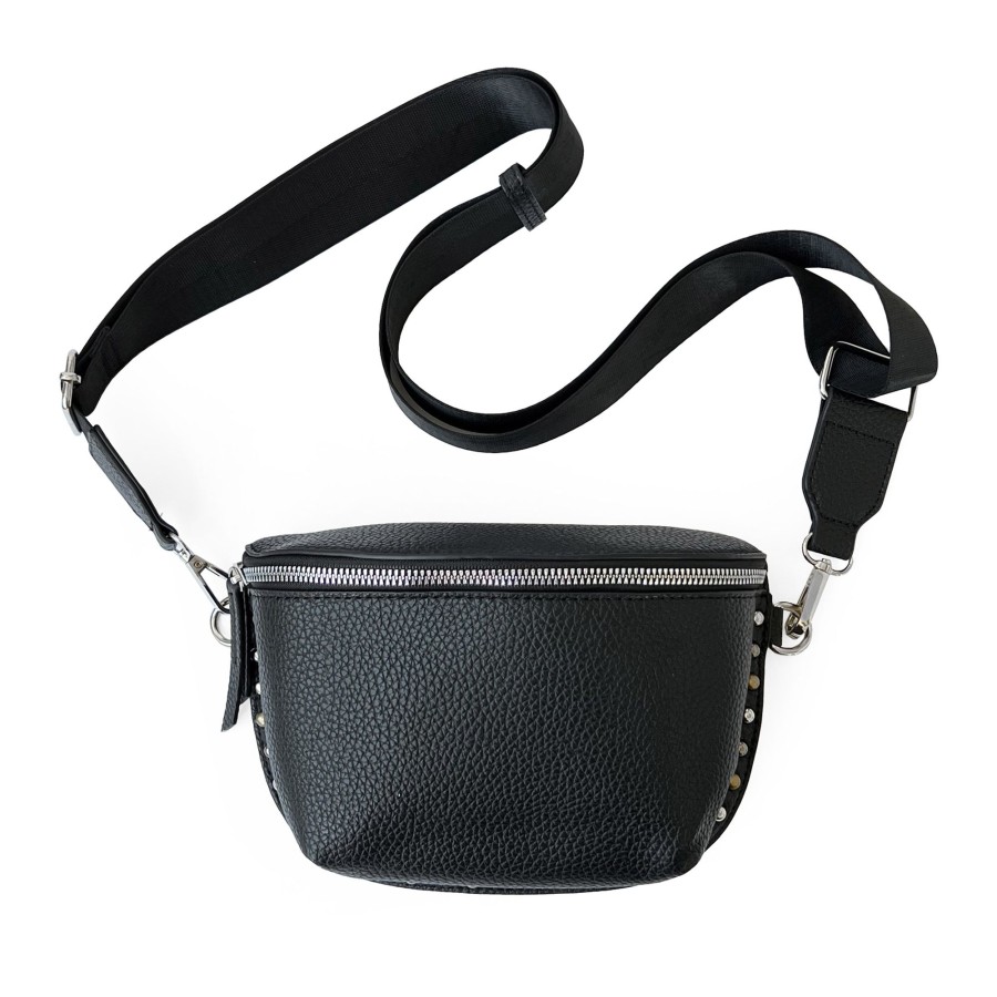 Women club rochelier Bags | Club Rochelier Ladies' Pebble Pu Shoulder Bag With Studs Black