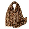 Women don't ask Hats, Gloves, & Scarves | Cheetah Scarf With Fringe - Don'T Ask Medium Orange