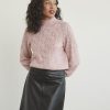 Women r.w. & co. Sweaters & Cardigans | Long-Sleeve Mock-Neck Sweater With Pompom Stitches Dusty Mauve Glow Sw