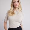 Women r.w. & co. Sweaters & Cardigans | Elbow-Sleeve Bodycon Sweater With Fancy Stitches Ancient Scroll