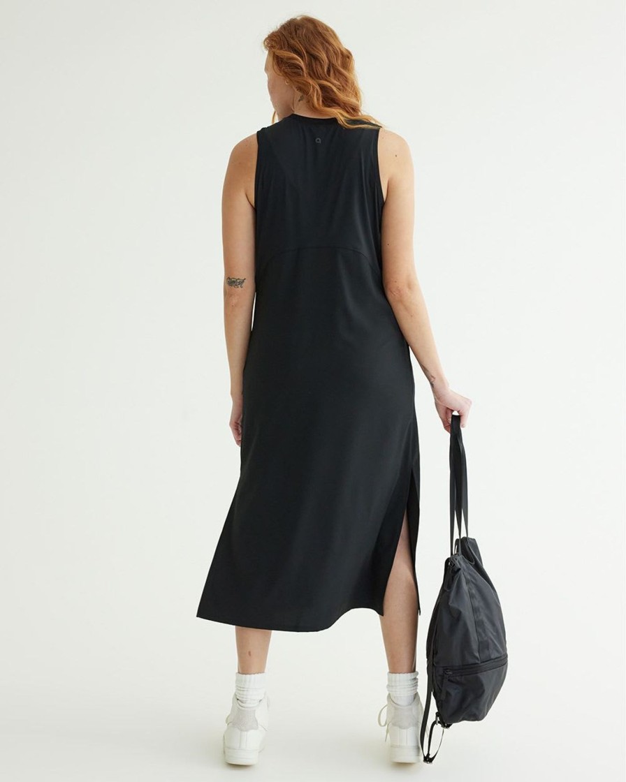 Women hyba Hyba Activewear | Sleeveless Mix-Media Dress - Hyba Black