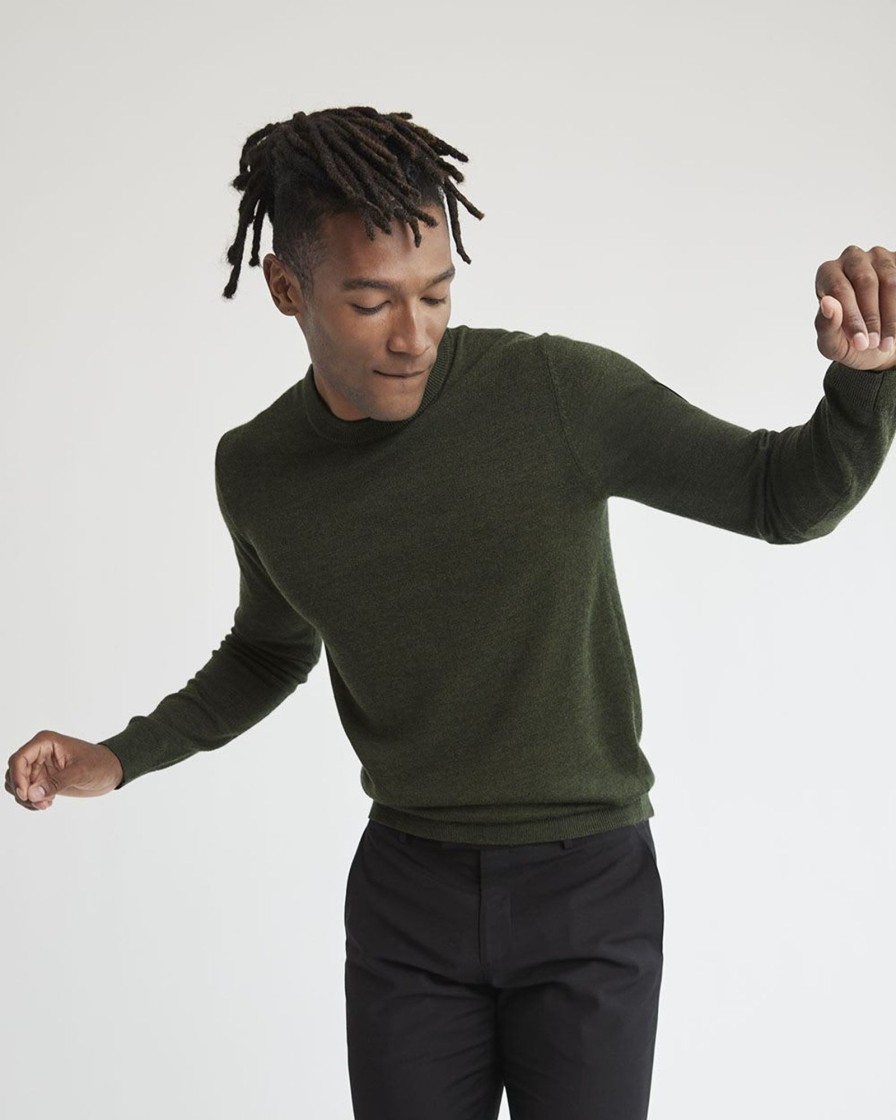 Men r.w. & co. Sweaters & Cardigans | Merino-Wool Crew-Neck Sweater Htr Green