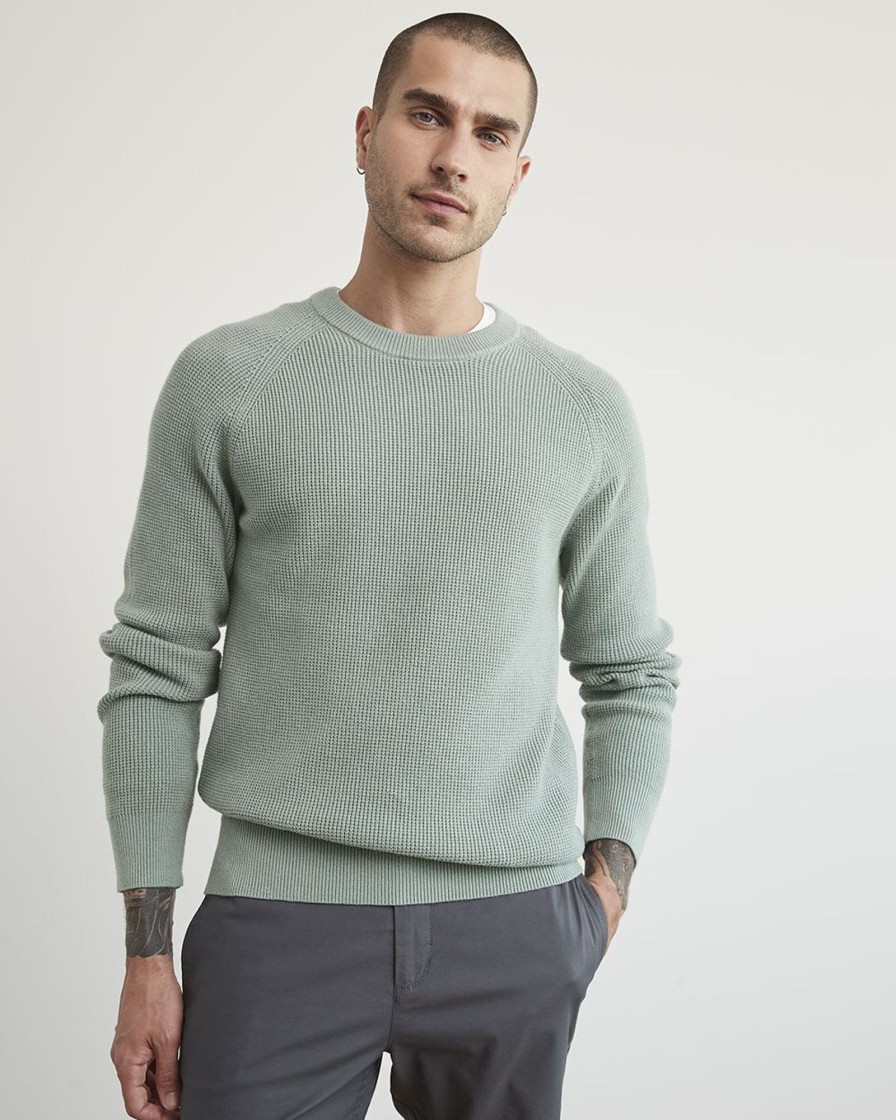 Men r.w. & co. Sweaters & Cardigans | Long-Sleeve Crew-Neck Waffled Sweater Slate Grey