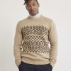 Men r.w. & co. Sweaters & Cardigans | Long-Sleeve Crew-Neck Sweater With Geometric Fair-Isle Pattern Mocha Torte