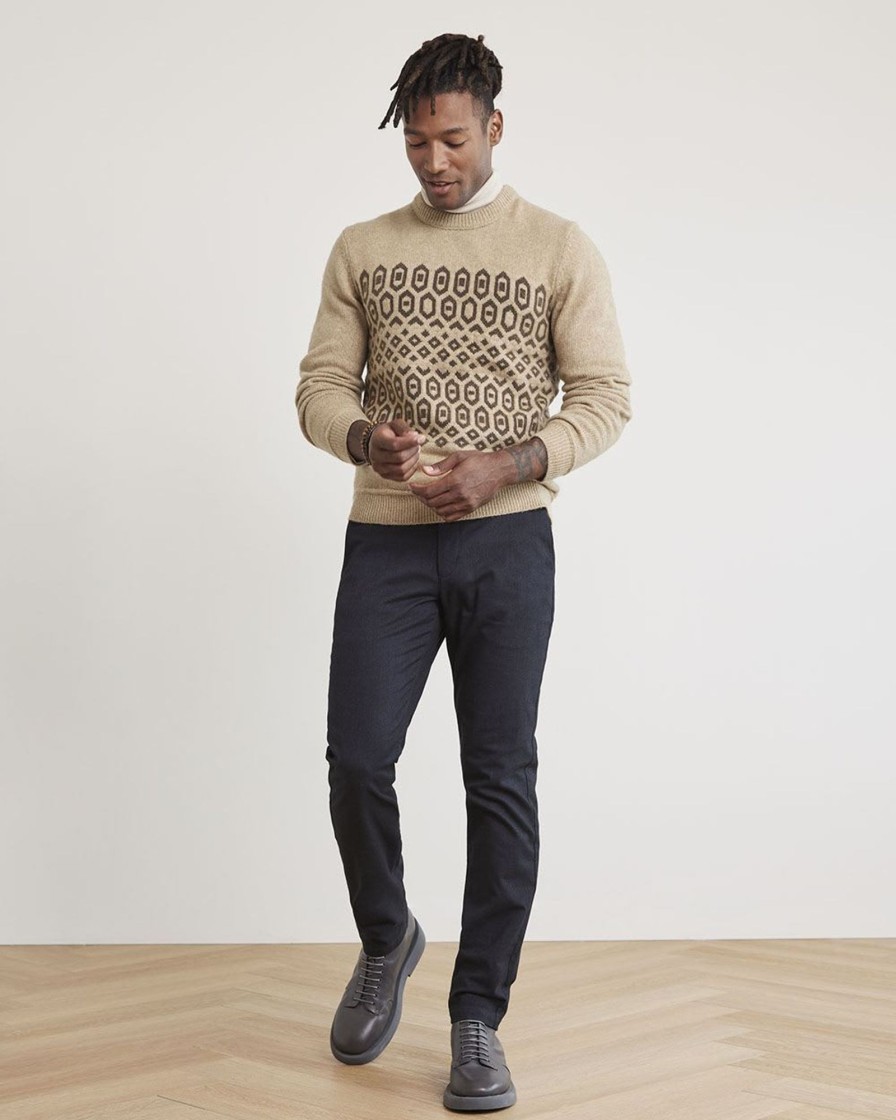 Men r.w. & co. Sweaters & Cardigans | Long-Sleeve Crew-Neck Sweater With Geometric Fair-Isle Pattern Mocha Torte