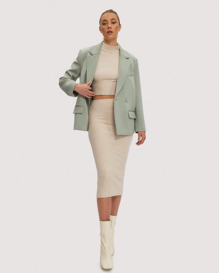 Women noize Blazers | Noize - Braunwyn Short Length Blazer Light Green