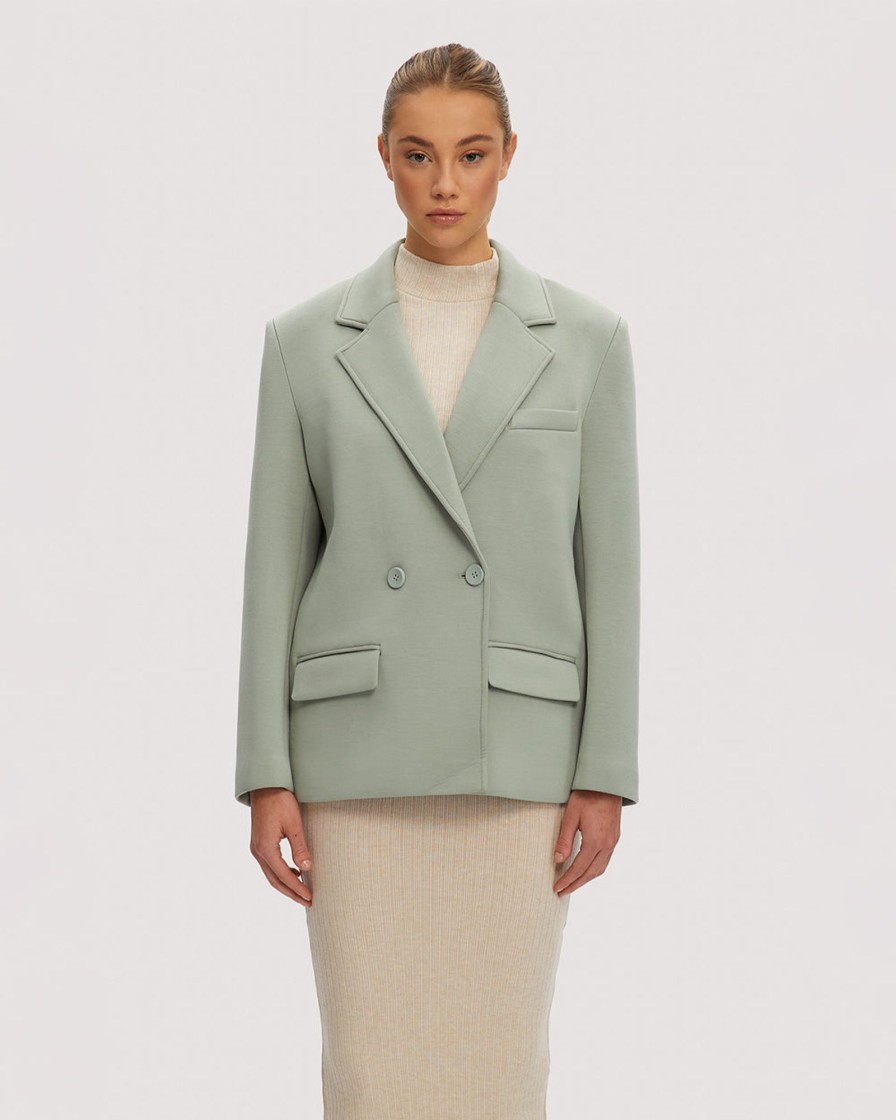 Women noize Blazers | Noize - Braunwyn Short Length Blazer Light Green