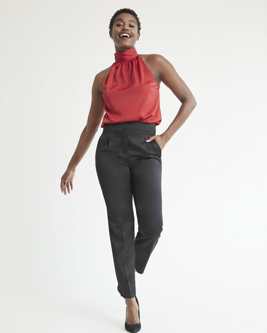 Women r.w. & co. Tops | Sleeveless Halter Satin Blouse Samba