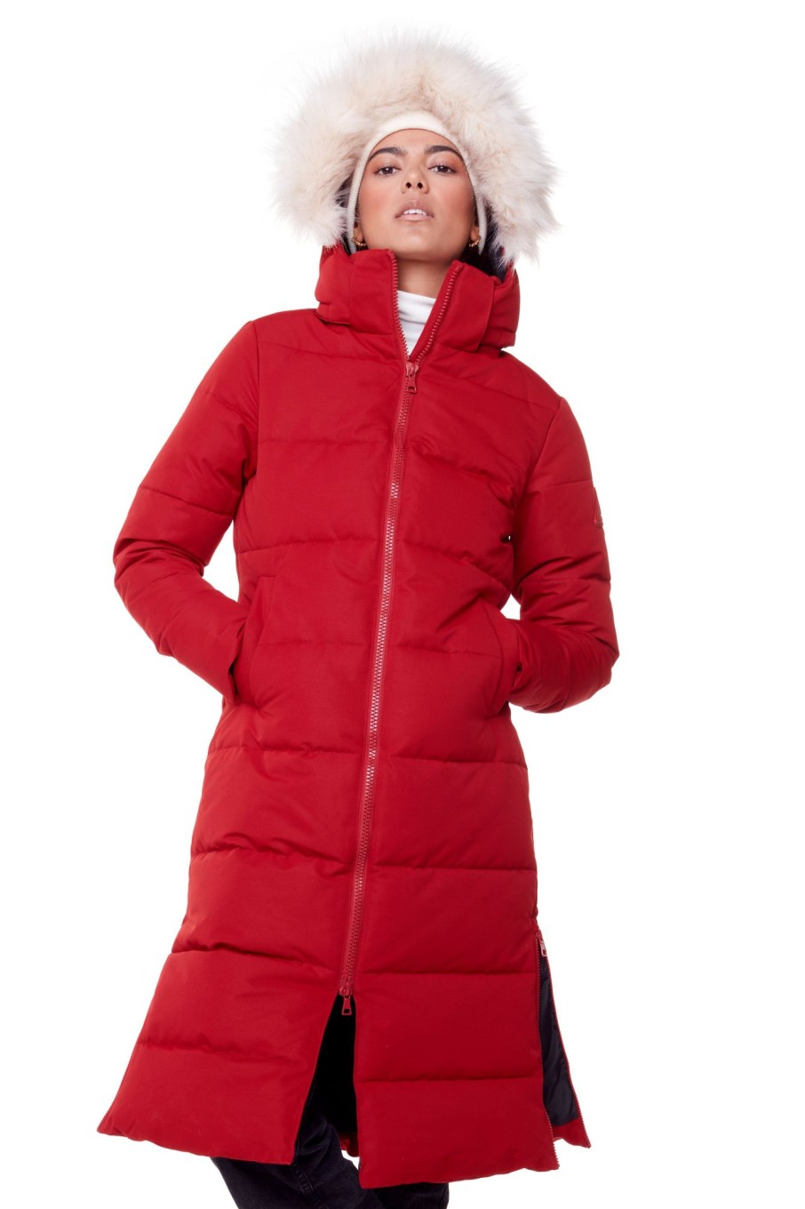 Women alpine north Coats & Jackets | Alpine North Women'S - Kluane | Vegan Down Recycled Ultra Long Winter Parka - Water Repellent, Windproof, Insulated Jacket With Hood Medium Red