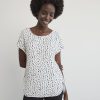 Women r.w. & co. Blouses & Shirts | Oversized Silky Crepe Crew-Neck Short Sleeve Blouse Snow White Floral