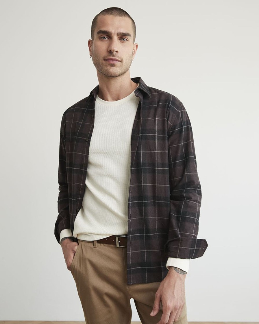 Men r.w. & co. Shirts | Regular-Fit Plaid Flannel Shirt Chocolate