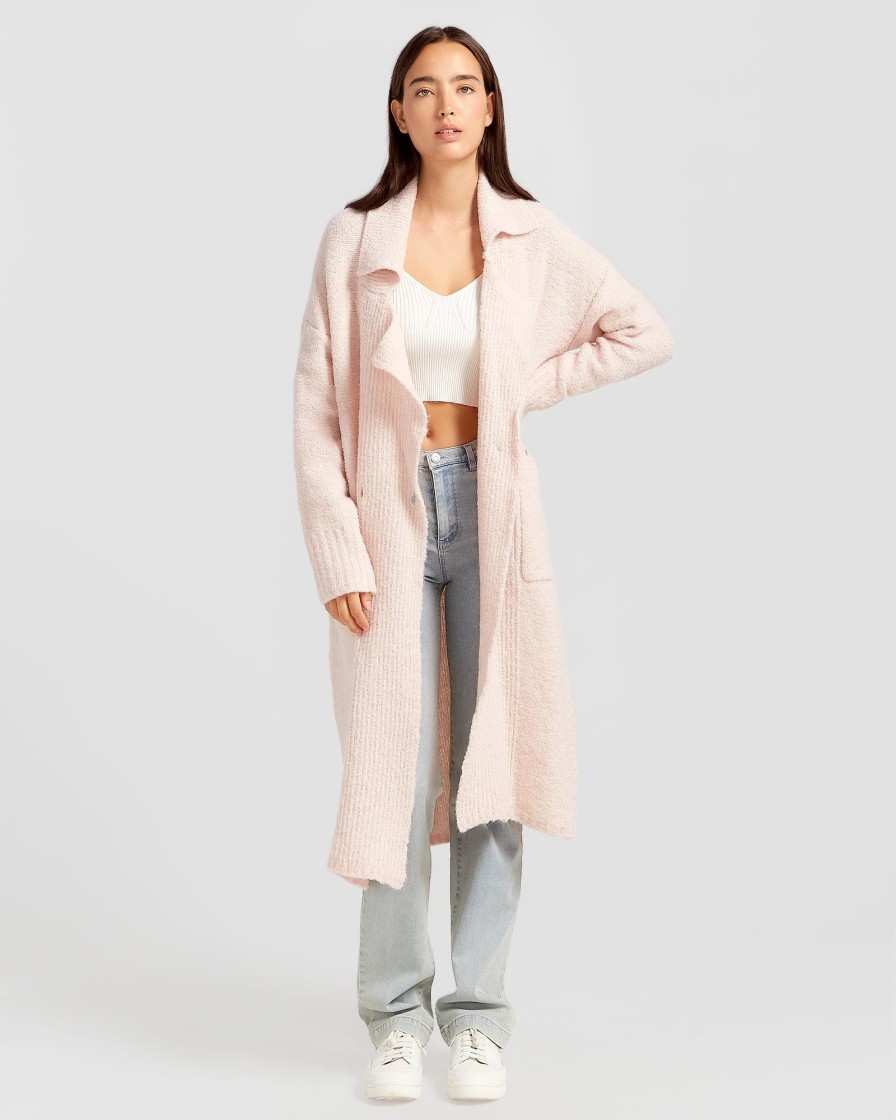 Women belle & bloom Coats & Jackets | Belle & Bloom Born To Run Sustainable Sweater Coat Light Pink