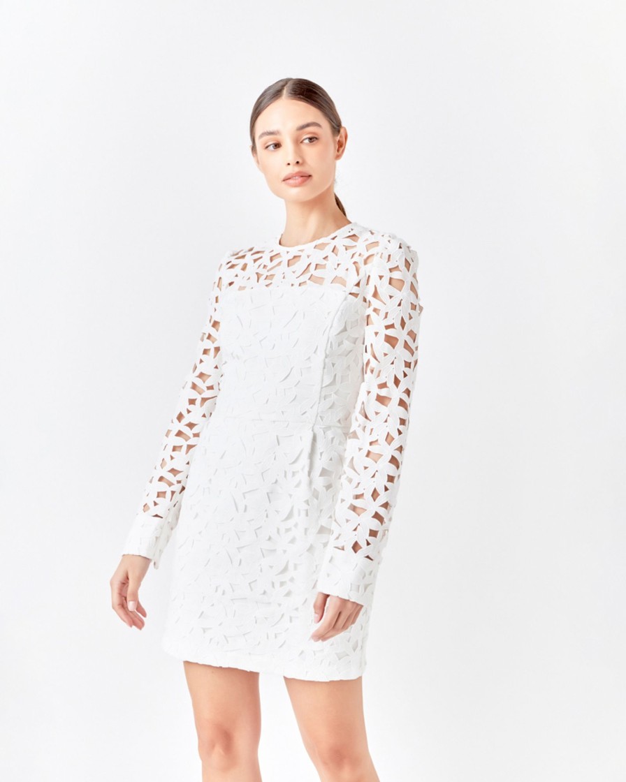 Women endless rose Dresses & Jumpsuits | Endless Rose- Eyelet Structured Mini Dress White