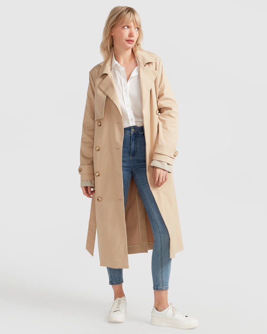 Women belle & bloom Coats & Jackets | Belle & Bloom Empirical Trench Coat Light Beige