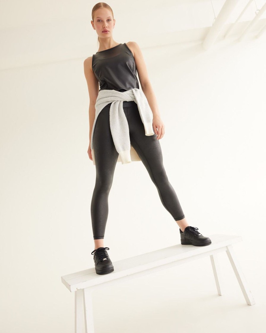 Women hyba Hyba Activewear | Coated Legging - Hyba Black