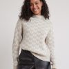 Women r.w. & co. Sweaters & Cardigans | Long-Sleeve Mock-Neck Jacquard Sweater Light Burro Mix Multi.