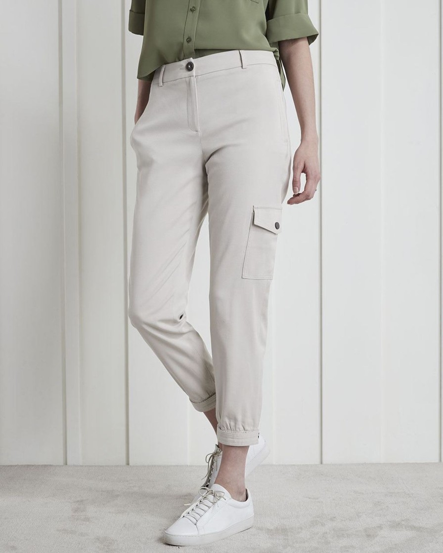 Women r.w. & co. Pants | Twill Mid-Rise Tapered Cargo Pant Silver Cloud