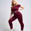 Women twill active Active Tops | Twill Active - Vora Panel Recycled Seamless Crop Top - Burgundy Dark Red