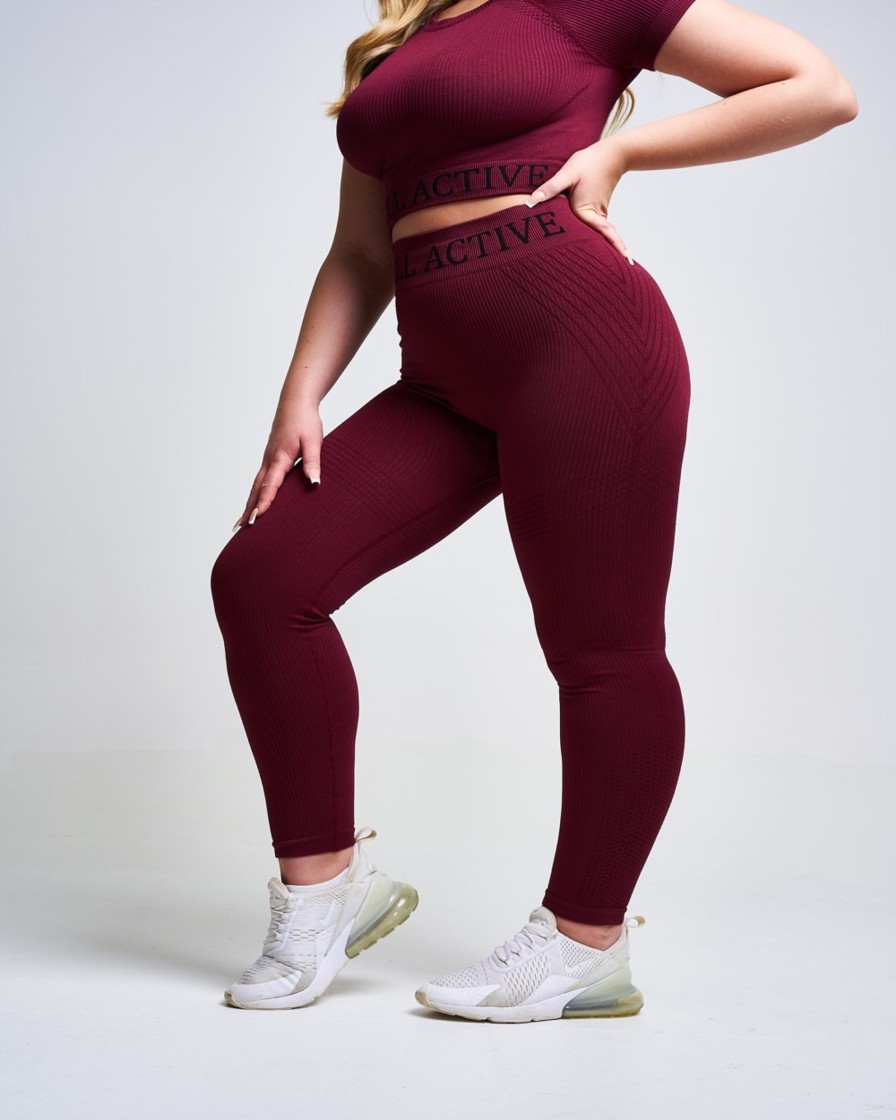 Women twill active Active Tops | Twill Active - Vora Panel Recycled Seamless Crop Top - Burgundy Dark Red