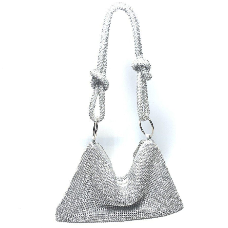 Women don't ask Bags | Tone Crystal Mesh Evening Clutch Bag - Don'T Ask Silver