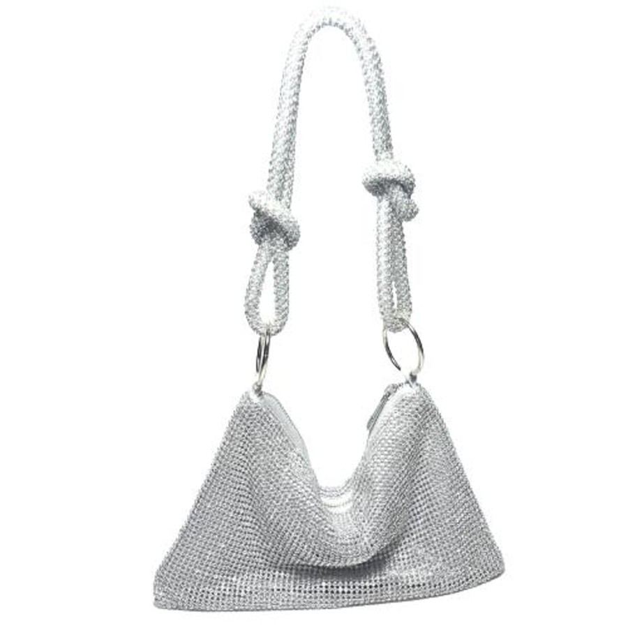 Women don't ask Bags | Tone Crystal Mesh Evening Clutch Bag - Don'T Ask Silver