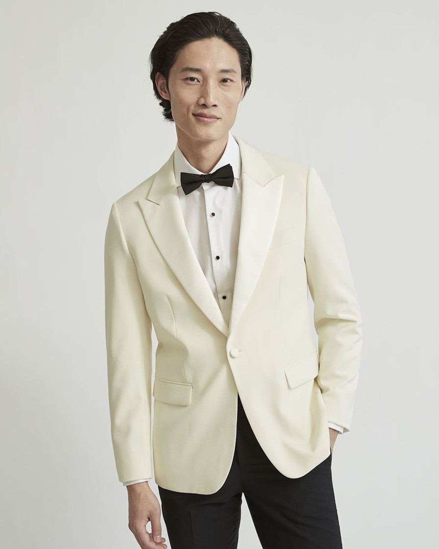 Men r.w. & co. Blazers | Tailored Fit Tuxedo Blazer With Satin Lapel Ecru