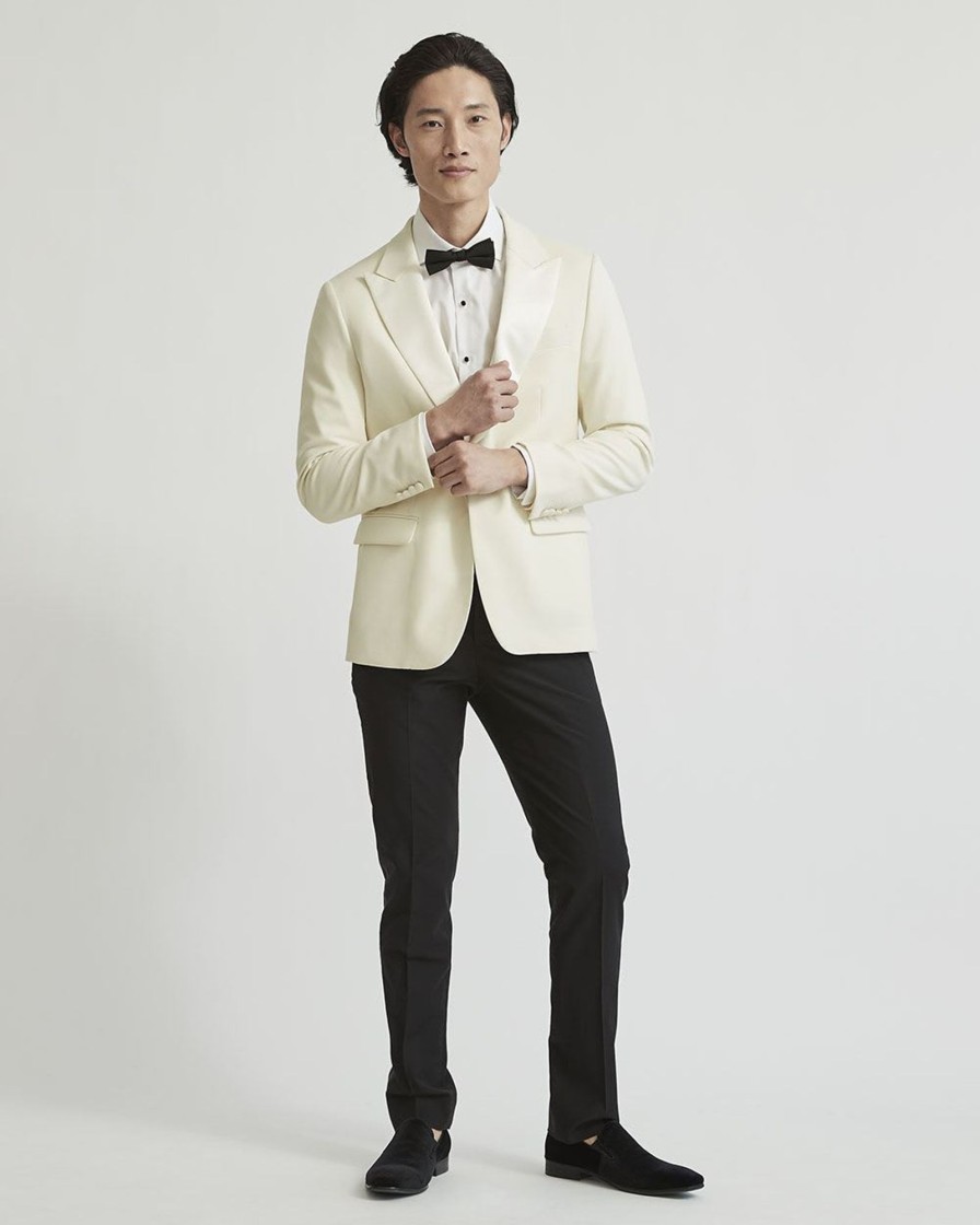 Men r.w. & co. Blazers | Tailored Fit Tuxedo Blazer With Satin Lapel Ecru