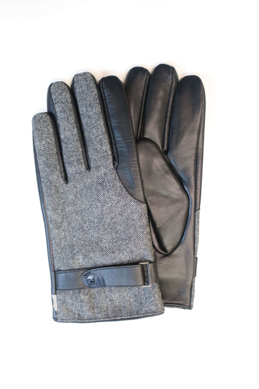 Men club rochelier Scarves, Gloves & Hats | Club Rochelier Mens Fabric Leather Glove Black