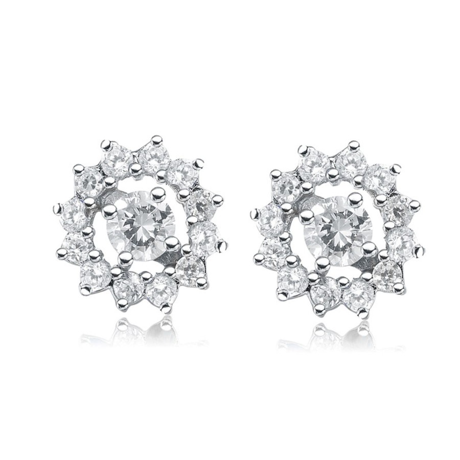 Women genevive Jewelry | Sterling Silver With Clear Cubic Zirconia Wreath Earrings White