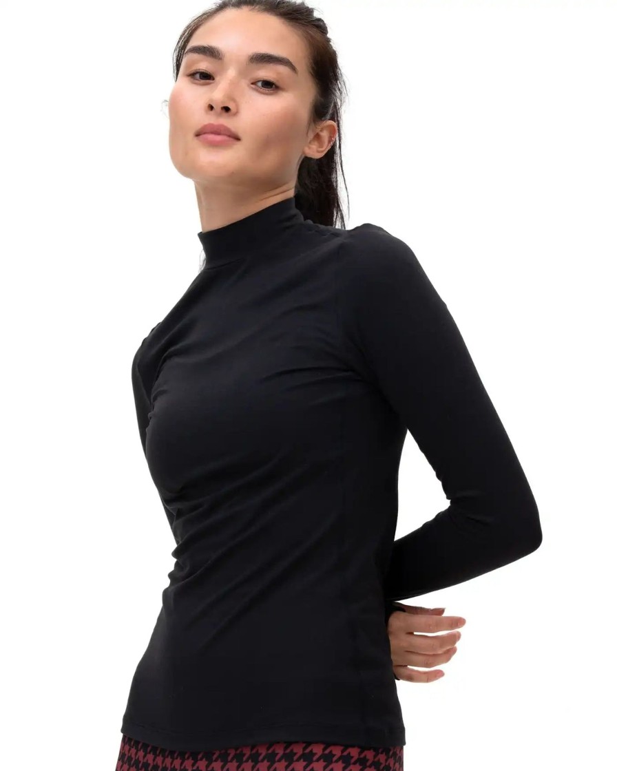 Women rebody active Active Tops | Rebody - Cozy Mock Neck Long Sleeve Black