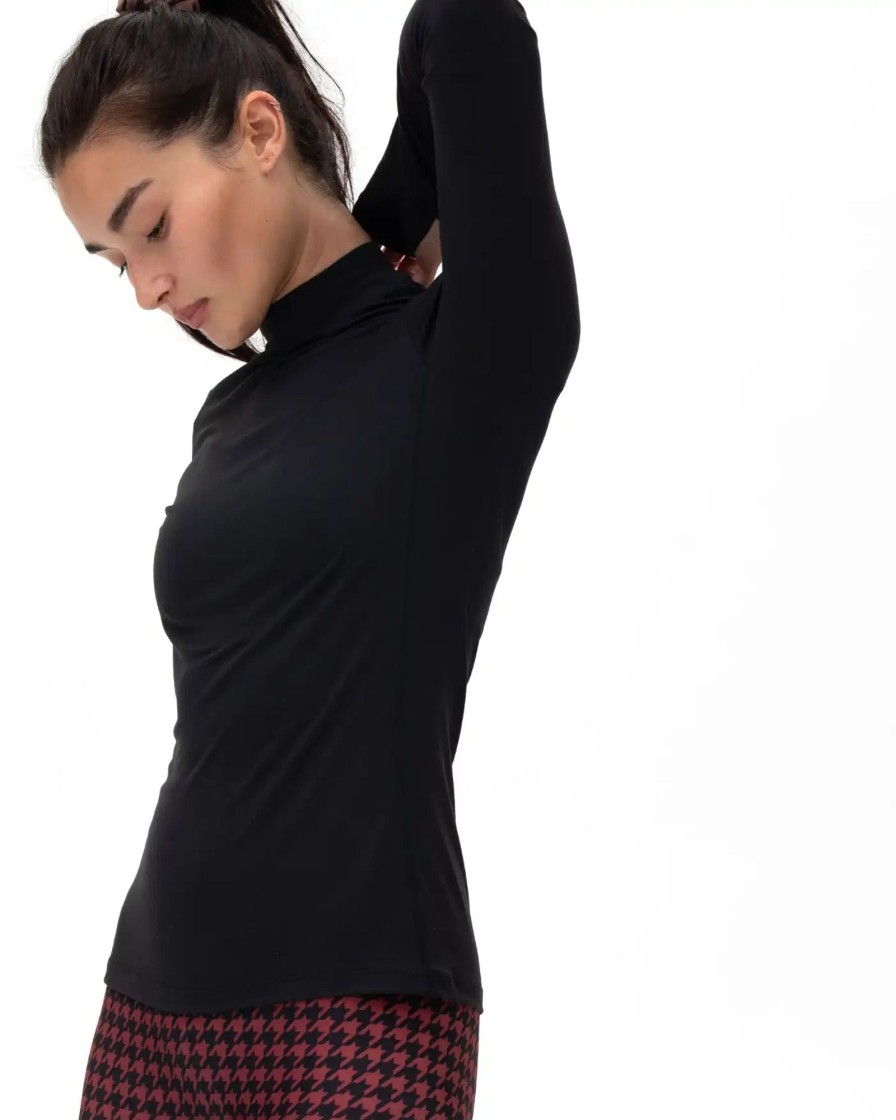 Women rebody active Active Tops | Rebody - Cozy Mock Neck Long Sleeve Black