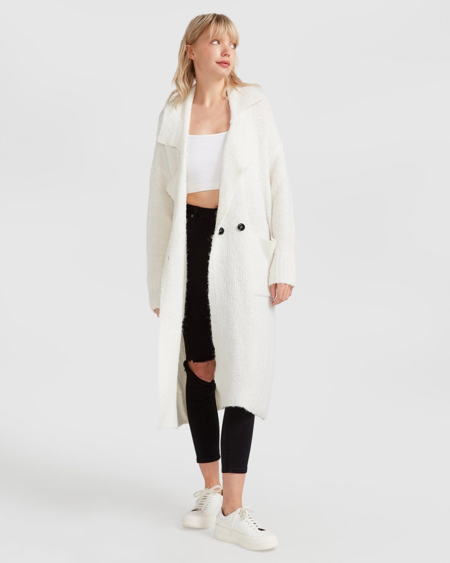 Women belle & bloom Coats & Jackets | Belle & Bloom Born To Run Sustainable Sweater Coat White