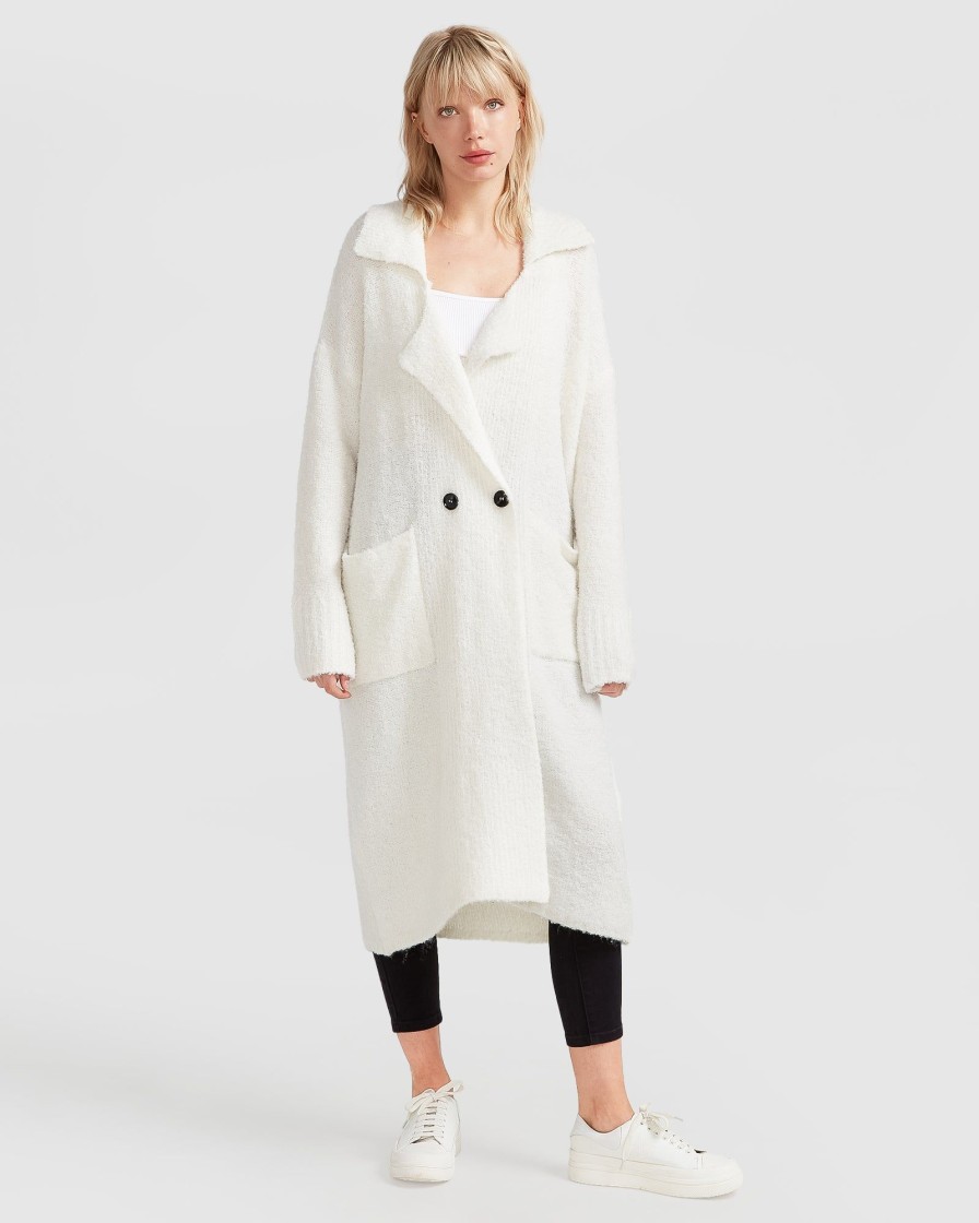 Women belle & bloom Coats & Jackets | Belle & Bloom Born To Run Sustainable Sweater Coat White