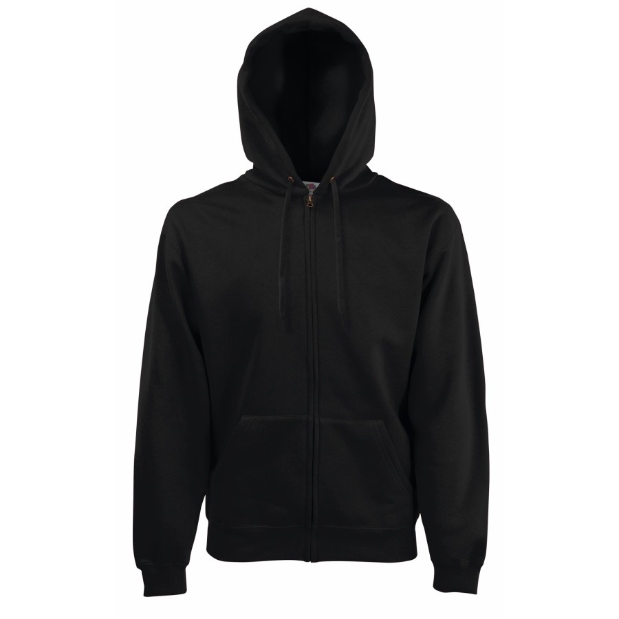 Men fruit of the loom Sweatshirts & Hoodies | Fruit Of The Loom - Mens Premium 70/30 Hooded Zip-Up Sweatshirt / Hoodie Black