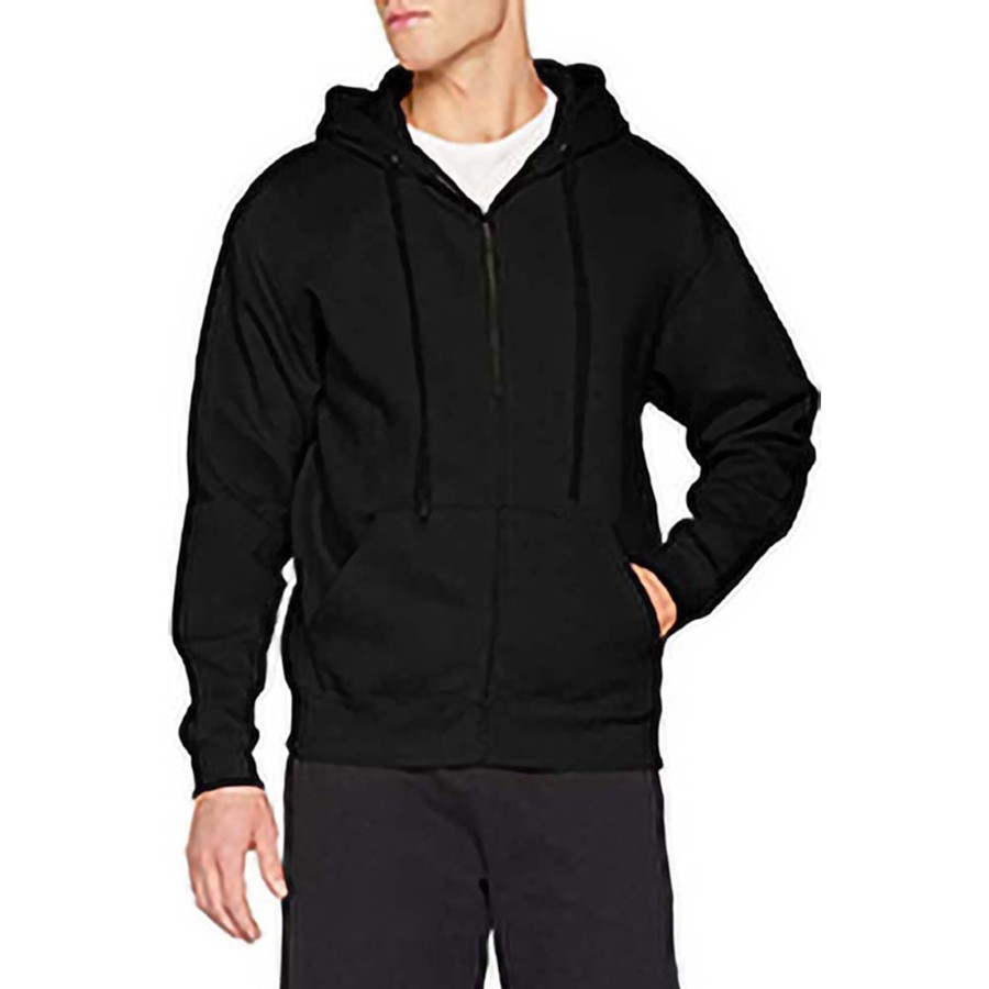 Men fruit of the loom Sweatshirts & Hoodies | Fruit Of The Loom - Mens Premium 70/30 Hooded Zip-Up Sweatshirt / Hoodie Black