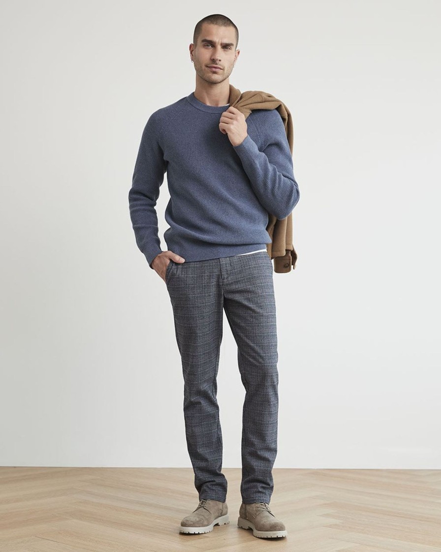 Men r.w. & co. Sweaters & Cardigans | Long-Sleeve Crew-Neck Waffled Sweater Htr Vintage Indigo