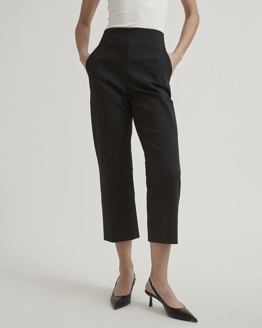 Women r.w. & co. Suits | High-Rise Straight-Leg Crop Pant Black