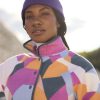 Women hyba Hyba Activewear | Long-Sleeve Polar Fleece Pullover With Snaps, Hyba Multi Print